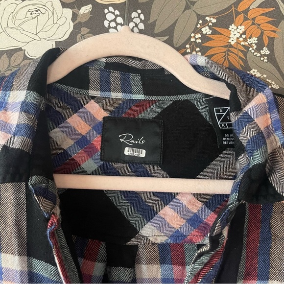Rails 'Hunter' Plaid Shirt in BLACK MELON / AQUA size medium - Picture 5 of 8